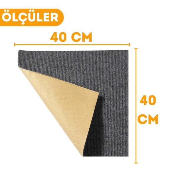 BEYLİNİ Kendinden Yapışkanlı Halıfleks Keçe Kaymaz Ev Tekne Ofis Yat Denizlicik Marina Karo Halısı Antrasit 40x40 CM - 5