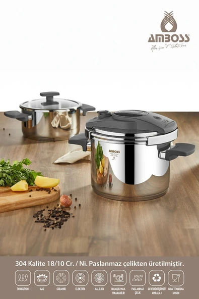 Amboss Enio Matik ENİ-8699 4 lt + 6 lt Düdüklü Tencere Seti - 3
