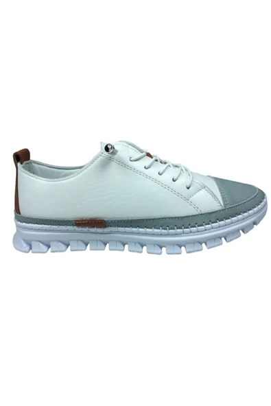 OrtopedikAL 2010 Womenly Style Beyaz Gri Kadın Günlük Ayakkabı % 100 Hakiki Deri - 2