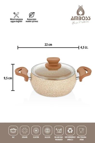Amboss Fatso Cappuccino 6 Parça Güveç Granit Tencere Seti - 2