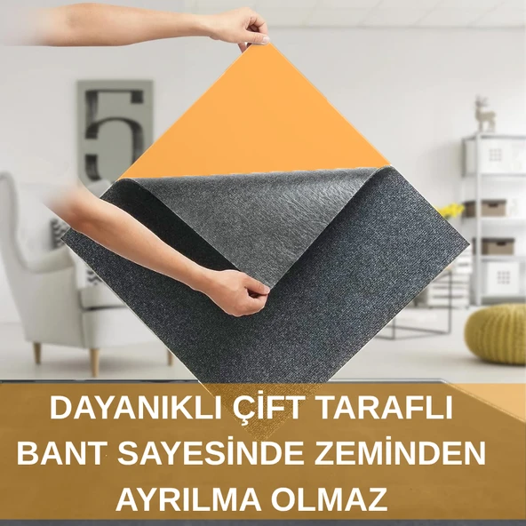 BEYLİNİ Kendinden Yapışkanlı Halıfleks Keçe Kaymaz Ev Tekne Ofis Yat Denizlicik Marina Karo Halısı Devetüyü 40x40 CM - 3