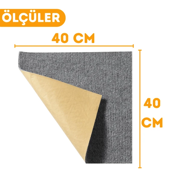 BEYLİNİ Kendinden Yapışkanlı Halıfleks Keçe Kaymaz Ev Tekne Ofis Yat Denizlicik Marina Karo Halısı Gri 40x40 CM - 5