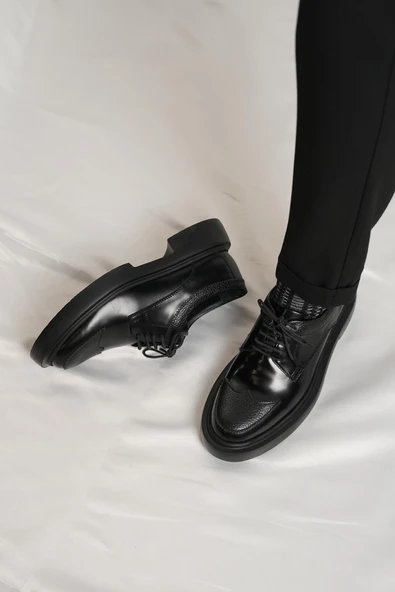 Tetri 484 Romeo Hakiki Deri El Yapımı Erkek Siyah Casual Ayakkabı - Resim 6