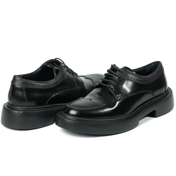 Tetri 484 Romeo Hakiki Deri El Yapımı Erkek Siyah Casual Ayakkabı - Resim 3