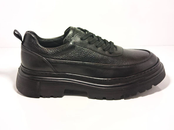 Tetri 0K534 Model Hakiki Deri El Yapımı Erkek Siyah Casual Ayakkabı - Resim 2