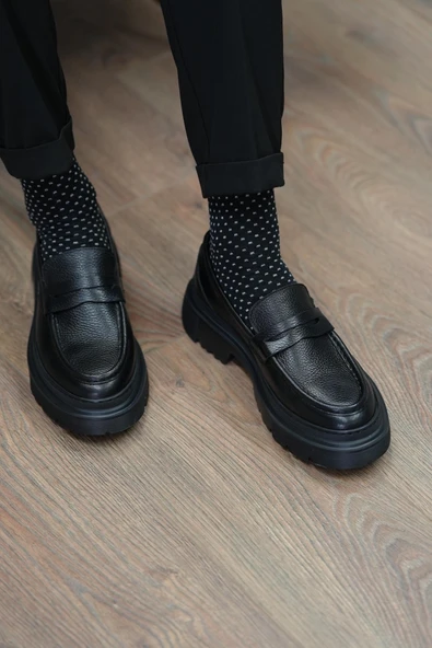 Tetri K416 Ramonelli Model Gerçek Deri El Yapımı Erkek Siyah Casual Ayakkabı - Resim 6