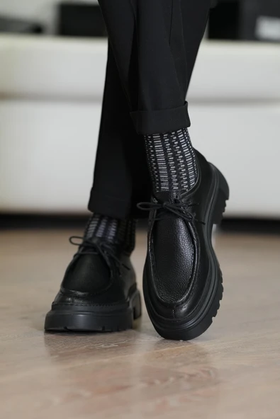 Tetri 0624 Alviso Longo Hakiki Deri El Yapımı Erkek Siyah Casual Ayakkabı - 5