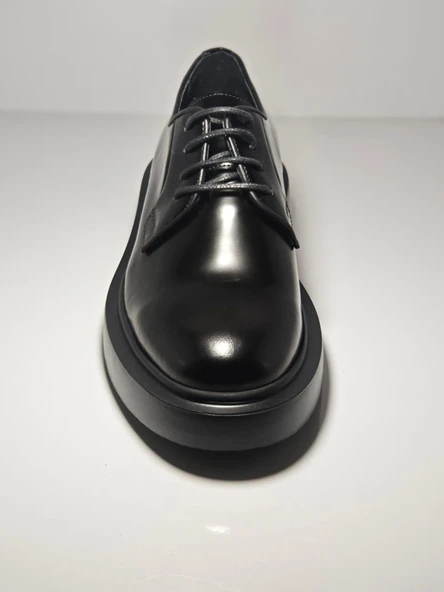 Tetri 030 Gerçek Deri El Yapımı Siyah Açma Casual Ayakkabı - Resim 4