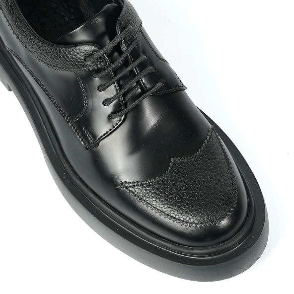 Tetri 484 Romeo Hakiki Deri El Yapımı Erkek Siyah Casual Ayakkabı - Resim 4