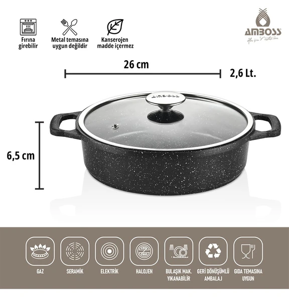 Amboss Montana Siyah 3 Parça Granit Tencere Seti - 2