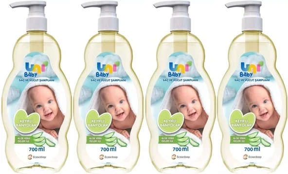 Uni Baby Bebek Şampuanı 700ML Keyifli Banyolar (Pompalı) (4 Lü Set) ürün görseli 1