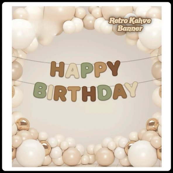 Retro Sevimli Ayı Özel Kesim Happy Bırthday Banner 2 Metre - 1