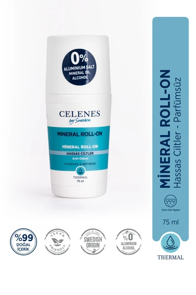 Celenes Alüminyum - Parfüm Içermeyen Hassas Ciltler Için Thermal Roll On Ve Deodorant Parfümsüz 75 ml