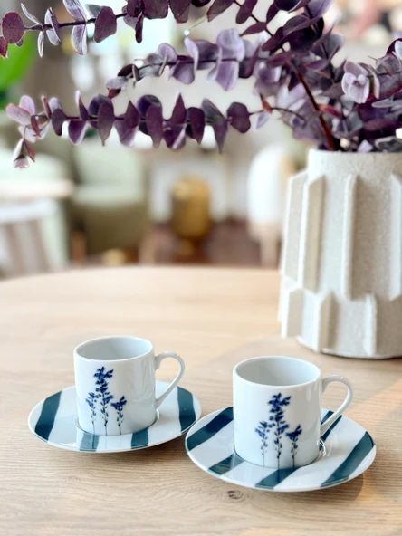 Porland Girye Desen3 2 Kişilik 4 Parça Kahve Fincanı 90cc 04PPO000641 - 2