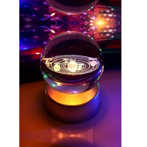 Mucit Home Gezegen Cam Küre Işıklı 3d Led Işık Dekoratif Hediyelik