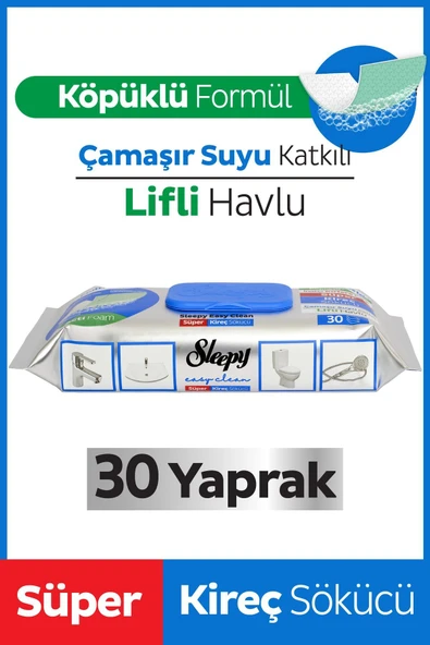 Sleepy Easy Clean Süper Kireç Sökücü Yüzey Temizlik Havlusu&mendili 30 Yaprak