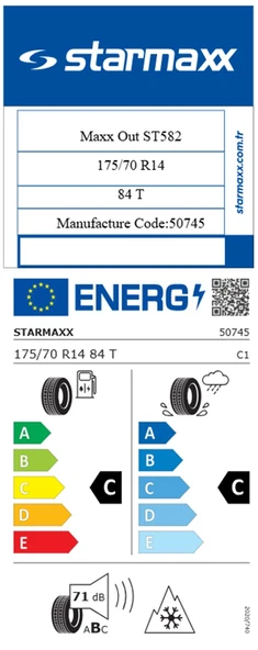 Starmaxx 175/70 R14 TL 84T MAXX OUT ST582 Dört Mevsim Lastiği (Üretim Tarihi:2025) - Resim 2