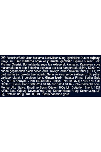 Barilla Fettucine Makarna 500 gr - Resim 3