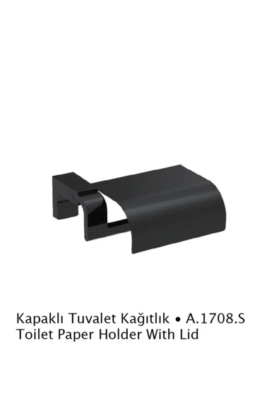Duxxa A.1708s F1 Mat Siyah Kapaklı Tuvalet Kağıtlık