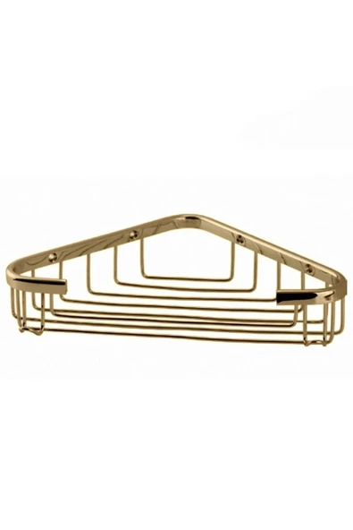 ÇELİK BANYO Paslanmaz Pirinç 18x18 cm Şampuanlık Köşe Süngerlik Altın Gold
