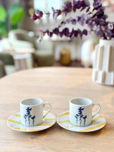 Porland Girye Desen4 2 Kişilik 4 Parça Kahve Fincanı 90cc 04PPO000641 - Resim 2