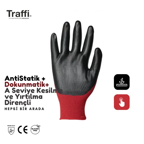 TG1290 Dokunmatik Antistatik A Seviye Kesilme Yırtılma Dirençli Çok Amaçlı İş Eldiveni - 9 Beden - 2