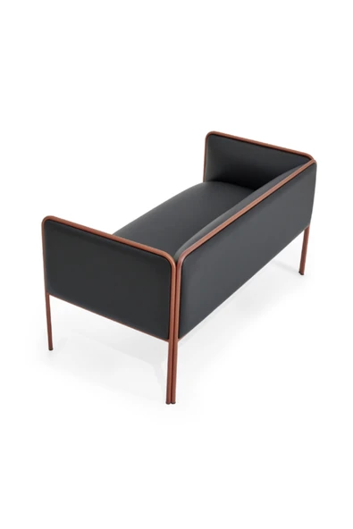 Hunt Mobilya Hando Siyah Deri İkili Ofis Kanepesi - 2