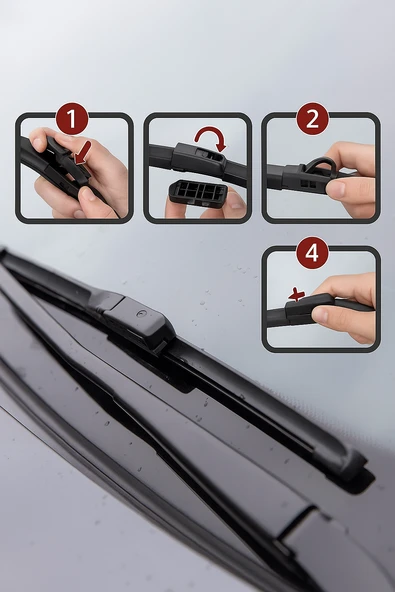 Velonova  Honda Civic Hatchback 2006-2011 2'li Ön Cam Sileceği Sağ Sol Silecek Takımı Aparatlı Silecek - Resim 2