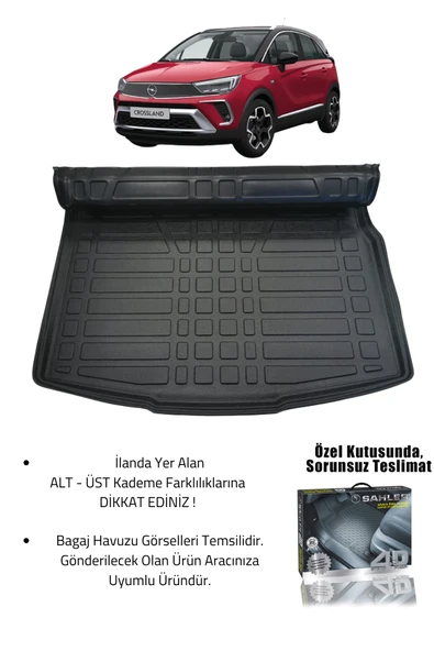 Sahler Opel Crossland 2017+ Uyumlu 4.5D Premium Havuzlu Oto Paspas ve Liner Marka 3D ALT Bagaj Havuzu - Resim 2