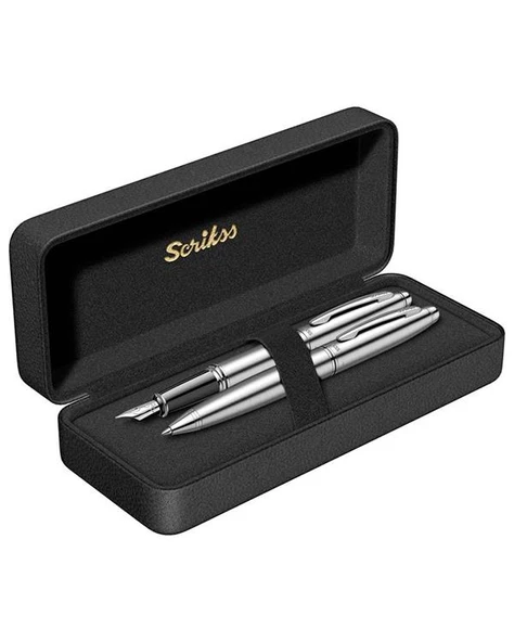 Scrikss Knight 88 Dolma Kalem ve Tükenmez Kalem Takımı Krom M Uç