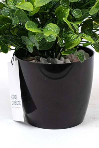 YAPAY ÇİÇEKÇİNİZ Taş Detaylı Siyah Saksıda Yoğun Yapraklı Yapay Dekor Yeşillik Demeti - Resim 4