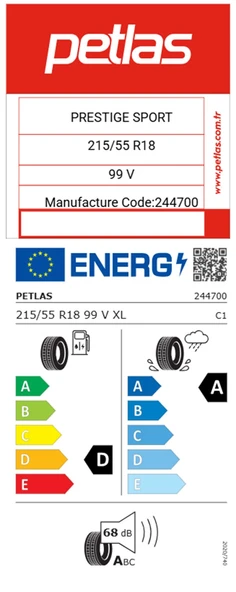 Petlas 215/55 R18 TL 99V XL PRESTIGE SPORT Yaz Lastiği (Üretim Tarihi:2025) - Resim 2