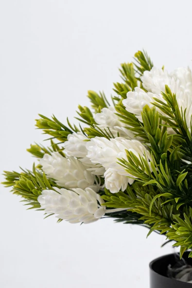 YAPAY ÇİÇEKÇİNİZ Taş Detaylı Siyah Saksıda Yoğun Yapraklı Yapay Dekor Yeşillik Demeti - Resim 3