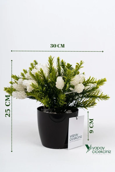 YAPAY ÇİÇEKÇİNİZ Taş Detaylı Siyah Saksıda Yoğun Yapraklı Yapay Dekor Yeşillik Demeti ürün görseli 1