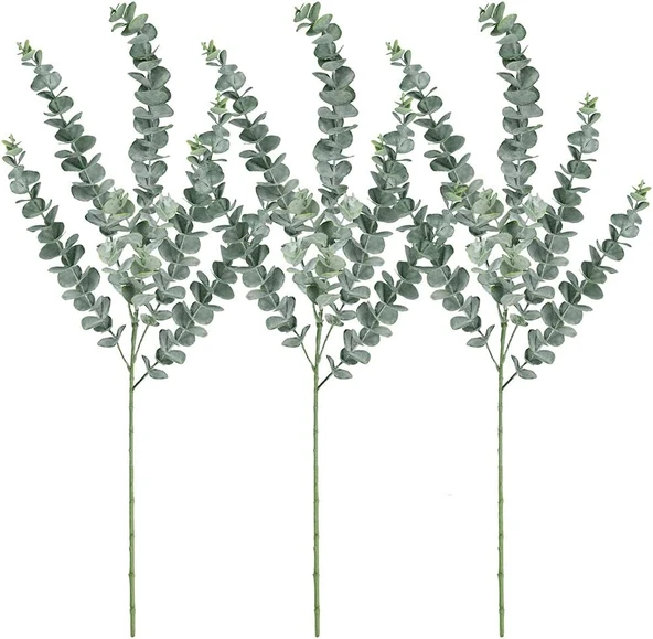YAPAY ÇİÇEKÇİNİZ 85 cm 3’lü Yapay Okaliptus Demeti – Gerçek Dokulu ve Doğal Görünümlü ürün görseli 1