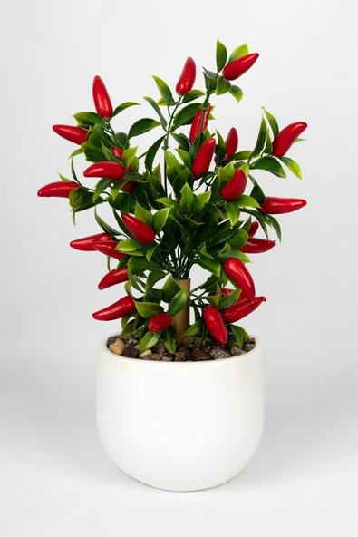 Beyaz Beton Saksıda Yapay Mandalina Ağacı - Resim 7