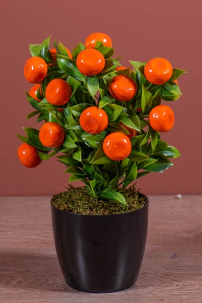 YAPAY ÇİÇEKÇİNİZ Siyah Saksıda Yapay Mandalina Ağacı - Resim 3