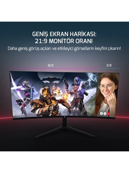 WQ34 34'' 1ms 180Hz Curved 2k Uwqhd 3440*1440 Gaming Monitör - 5