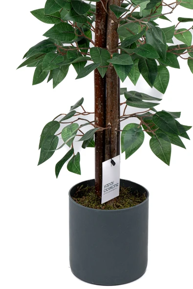 YAPAY ÇİÇEKÇİNİZ ÇİM DETAYLI GRİ SAKSIDA 3 KATLI YAPAY BENJAMİN AĞACI - Resim 4