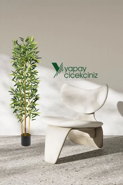 YAPAY ÇİÇEKÇİNİZ Yapay Yoğun Yapraklı Dekoratif Bambu Ağacı 3 Gövde 150cm - 2