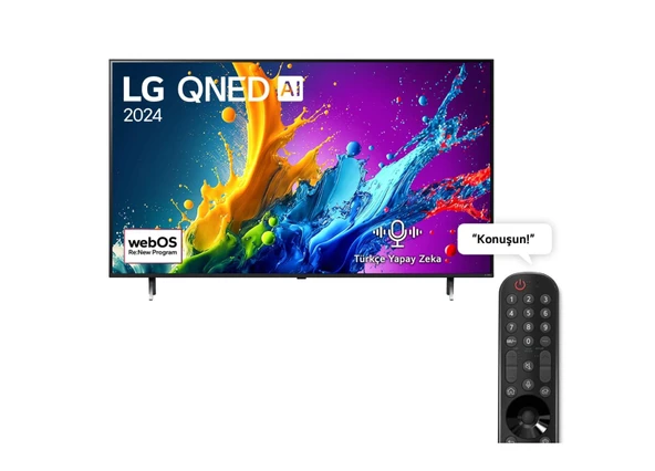 LG 65QNED80T6A 4K Ultra HD 65" 165 Ekran Uydu Alıcılı webOS Smart QNED TV