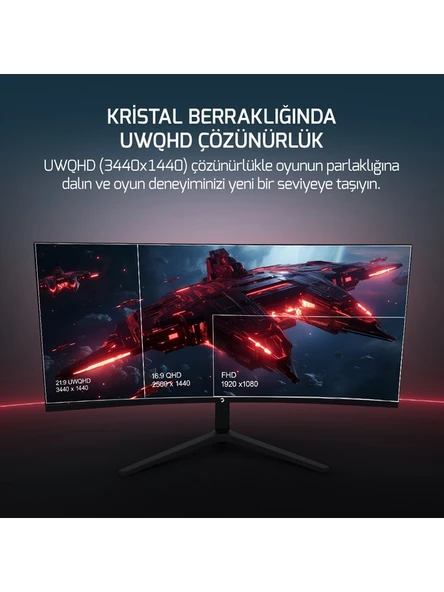 WQ34 34'' 1ms 180Hz Curved 2k Uwqhd 3440*1440 Gaming Monitör - 7