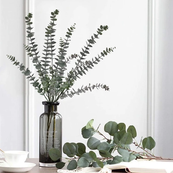 YAPAY ÇİÇEKÇİNİZ 85 cm 3’lü Yapay Okaliptus Demeti – Gerçek Dokulu ve Doğal Görünümlü - Resim 6