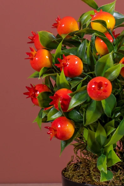 YAPAY ÇİÇEKÇİNİZ Siyah Saksıda Yapay Nar Ağacı - Resim 4