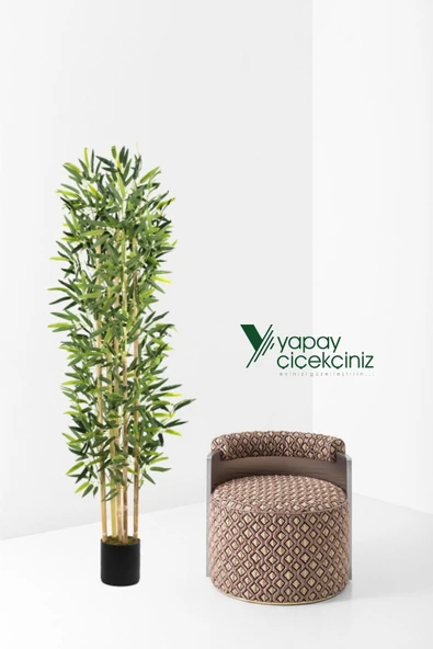 YAPAY ÇİÇEKÇİNİZ 5 Gövdeli Yoğun Yapraklı 150 Cm Yapay Bambu Ağacı - Resim 2