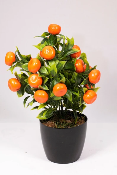 YAPAY ÇİÇEKÇİNİZ Siyah Saksıda Yapay Mandalina Ağacı ürün görseli 1