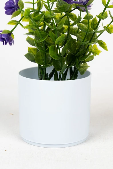 Beyaz Mini Saksıda Yapay Çiçek - Resim 3