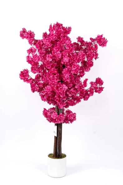 Çim Detaylı Beyaz Saksıda Kırmızı Renkli 100 cm Yapay Salon Bitkisi - Resim 6