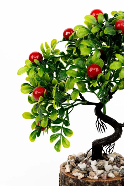 Taş Detaylı Odun Saksıda Yapay Bonsai Ağacı - 2