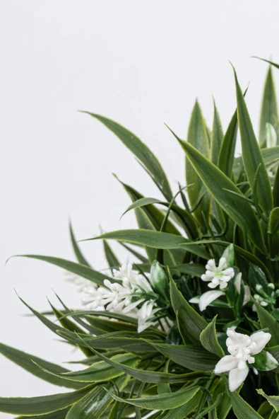 Taş Detaylı Siyah Saksıda Yoğun Yapraklı Yapay Dekor Yeşillik Demeti - Resim 8